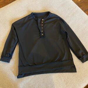 Black Button-Up Sweatshirt